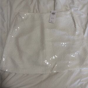Elegant White Sequin Skirt